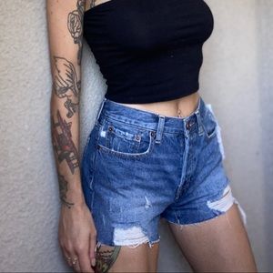 NWT- Free People distressed mid rise denim shorts